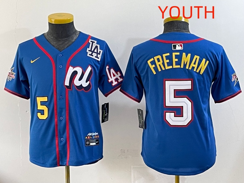 Youth 2025 Los Angeles Dodgers #5 Freeman Blue Nike 2025 MLB All Star Jersey style 003->youth mlb jersey->Youth Jersey